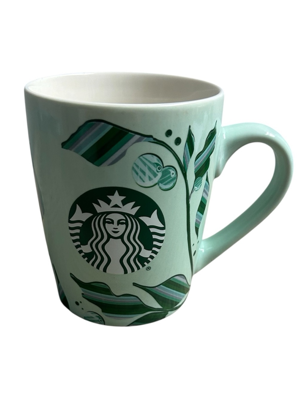 Starbucks 2021 Mint Green Botanical Leaf Logo 10 oz Ceramic Mug